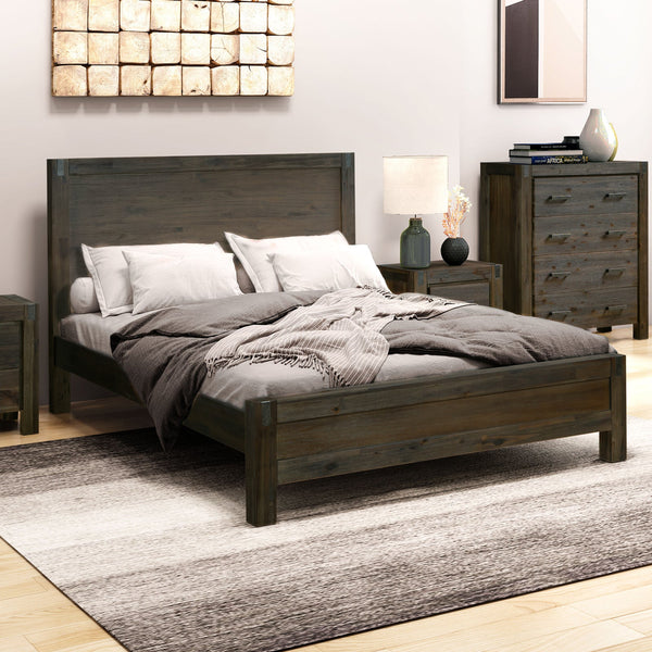 Double Bed Frames Bed Frame Double Size In Solid Wood Veneered Acacia Bedroom Timber Slat Chocolate