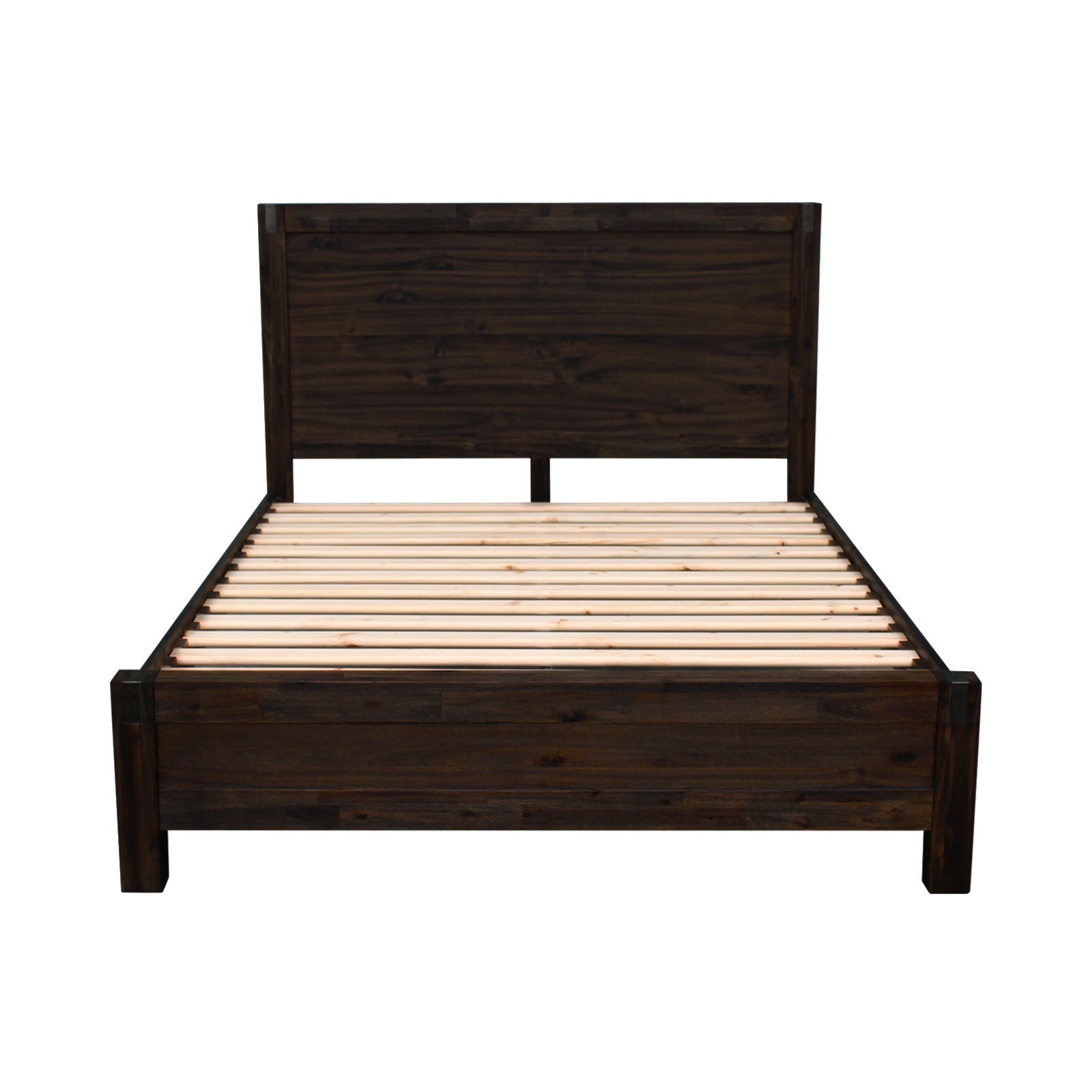 Double Bed Frames Bed Frame Double Size In Solid Wood Veneered Acacia Bedroom Timber Slat Chocolate