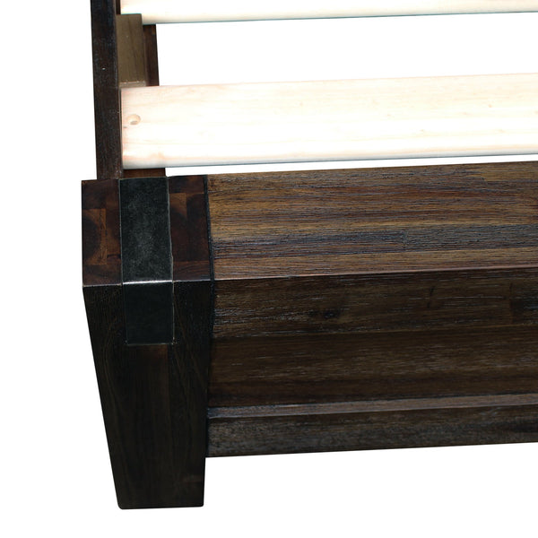 Bed Frame Queen Size In Solid Wood Veneered Acacia Bedroom Timber Slat Chocolate