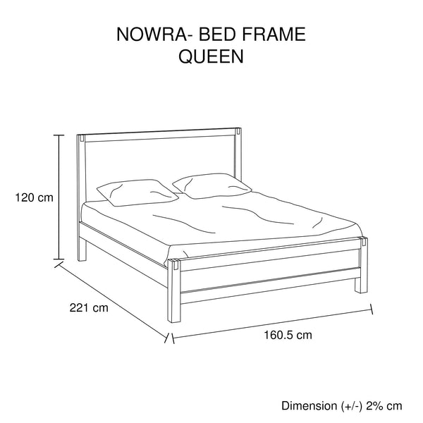 Bed Frame Queen Size In Solid Wood Veneered Acacia Bedroom Timber Slat Chocolate