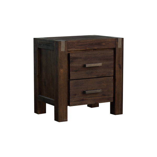 Bedside Tables Bedside Table 2 Drawers Night Stand Solid Wood Acacia Storage In Chocolate Colour