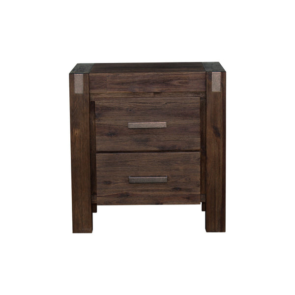 Bedside Tables Bedside Table 2 Drawers Night Stand Solid Wood Acacia Storage In Chocolate Colour