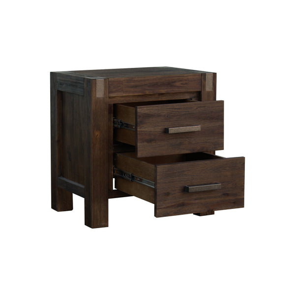 Bedside Tables Bedside Table 2 Drawers Night Stand Solid Wood Acacia Storage In Chocolate Colour