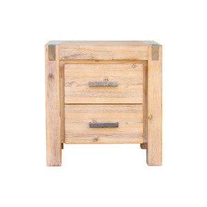 Bedside Table 2 Drawers Night Stand Solid Wood Acacia Oak Colour