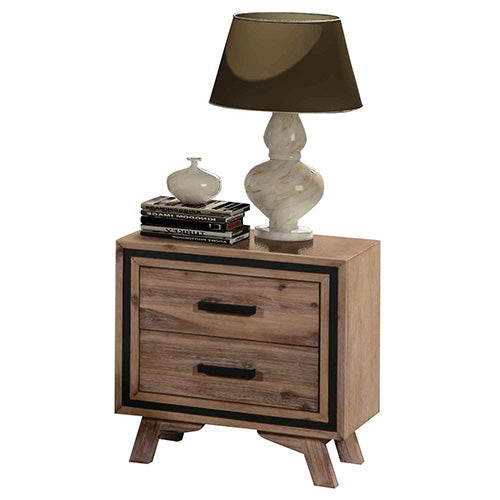 Bedside Tables Bedside Table 2 Drawer Night Stand With Solid Acacia Storage In Sliver Brush Colour