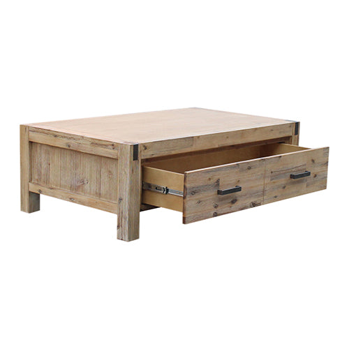 Coffee Tables Coffee Table Solid Acacia Wood & Veneer 1 Drawers Storage Oak Colour