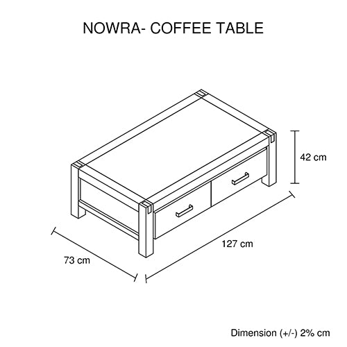 Coffee Tables Coffee Table Solid Acacia Wood & Veneer 1 Drawers Storage Oak Colour