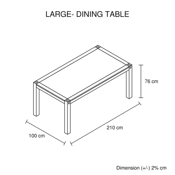 Dining Tables Dining Table 210Cm Large Size With Solid Acacia Wooden Base In Oak Colour