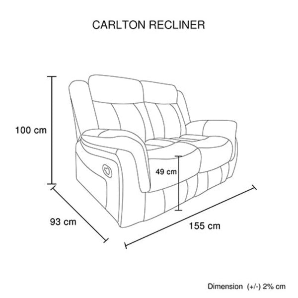 Sofas, Armchairs & Couches Carlton 2R Finest Fabric Recliner Sturdy Construction Metal Mechanism