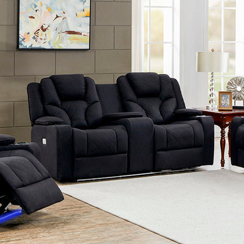 Sofas, Armchairs & Couches 3 2 Seater Electric Recliner Stylish Rhino Fabric Black Lounge Armchair With Led