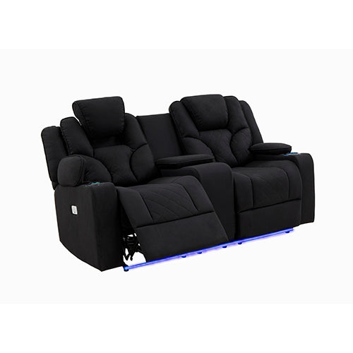 Sofas, Armchairs & Couches 3 2 Seater Electric Recliner Stylish Rhino Fabric Black Lounge Armchair With Led