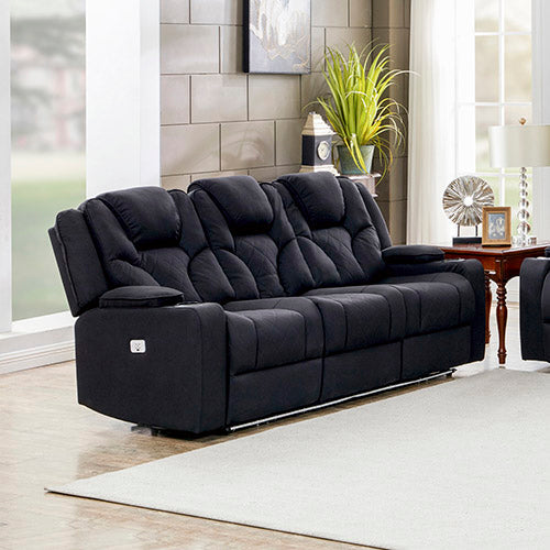 Sofas, Armchairs & Couches 3 2 Seater Electric Recliner Stylish Rhino Fabric Black Lounge Armchair With Led