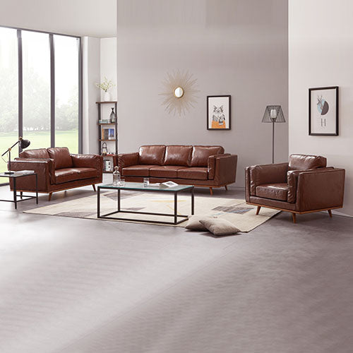 Sofas, Armchairs & Couches 3+2 Seater Sofa Brown Leather Lounge Set For Living Room Couch With Wooden Frame