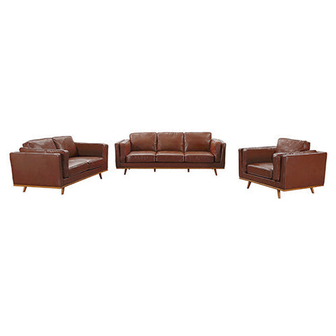 Sofas, Armchairs & Couches 3+2 Seater Sofa Brown Leather Lounge Set For Living Room Couch With Wooden Frame