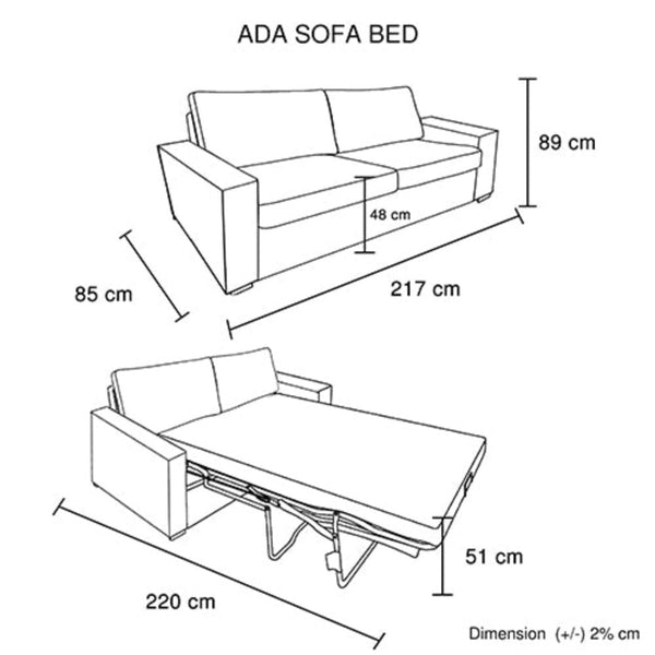 Sofa Beds Ada Multifunctional 3 Seater Sofa Bed Fabric Upholstery Wooden Structure