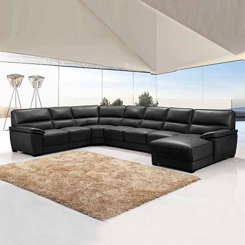 Sofas, Armchairs & Couches Lounge Set Luxurious 7 Seater Bonded Leather Corner Sofa Living Room Couch In Black With Chaise