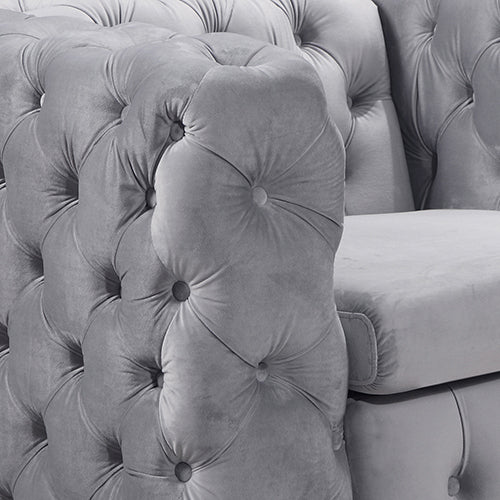 Sofas, Armchairs & Couches Single Seater Grey Sofa Classic Armchair Button Tufted In Velvet Fabric With Metal Legs