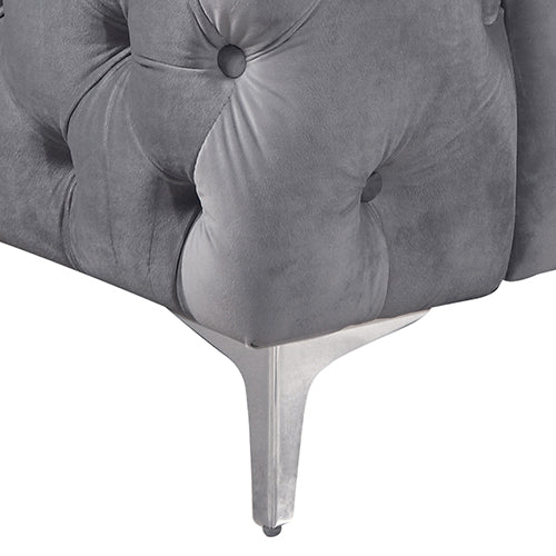 Sofas, Armchairs & Couches 2 Seater Sofa Classic Button Tufted Lounge In Grey Velvet Fabric With Metal Legs