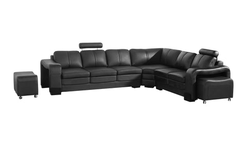 Sofas, Armchairs & Couches Lounge Set Luxurious 6 Seater Faux Leather Corner Sofa Living Room Couch In Black With 2X Ottomans