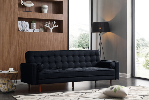 Sofas, Armchairs & Couches Sofa Bed 3 Seater Button Tufted Lounge Set For Living Room Couch In Velvet Black Colour