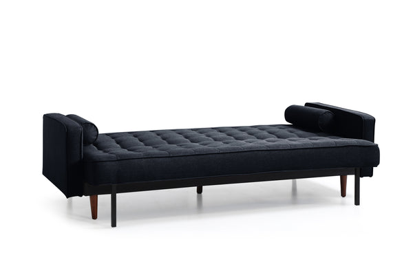 Sofas, Armchairs & Couches Sofa Bed 3 Seater Button Tufted Lounge Set For Living Room Couch In Velvet Black Colour