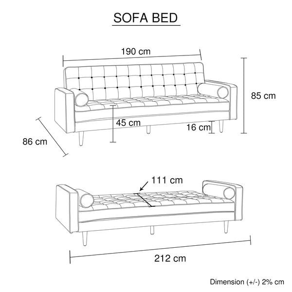 Sofas, Armchairs & Couches Sofa Bed 3 Seater Button Tufted Lounge Set For Living Room Couch In Velvet Black Colour