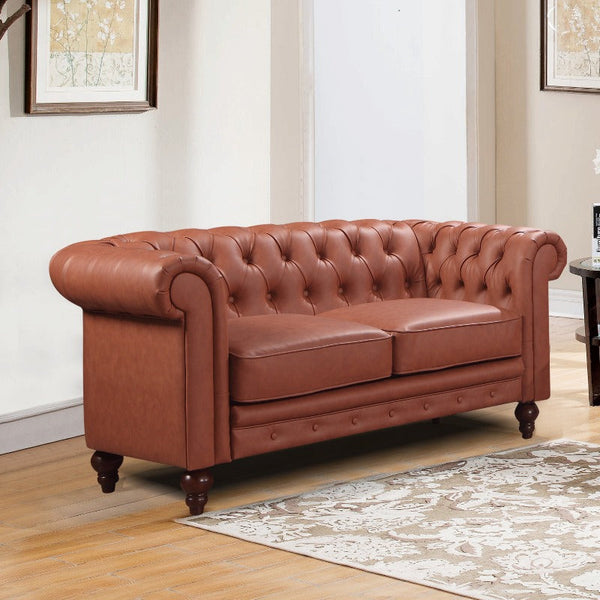 Kids Sofas Armchairs 2 Seater Brown Sofa Lounge Chesterfireld Style Button Tufted In Faux Leather