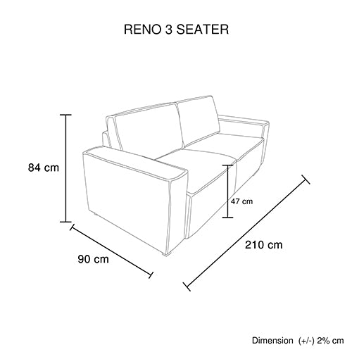 Sofas, Armchairs & Couches Reno 3 Seater Sofa Beige Colour Fabric Upholstery Wooden Structure Knock Down Feature In Back & Arms