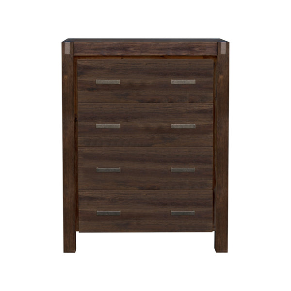 Dressers & Chests of Drawers Tallboy With 4 Storage Drawers Solid Wooden Assembled In Chocolate Colour