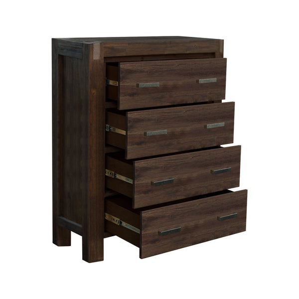 Dressers & Chests of Drawers Tallboy With 4 Storage Drawers Solid Wooden Assembled In Chocolate Colour