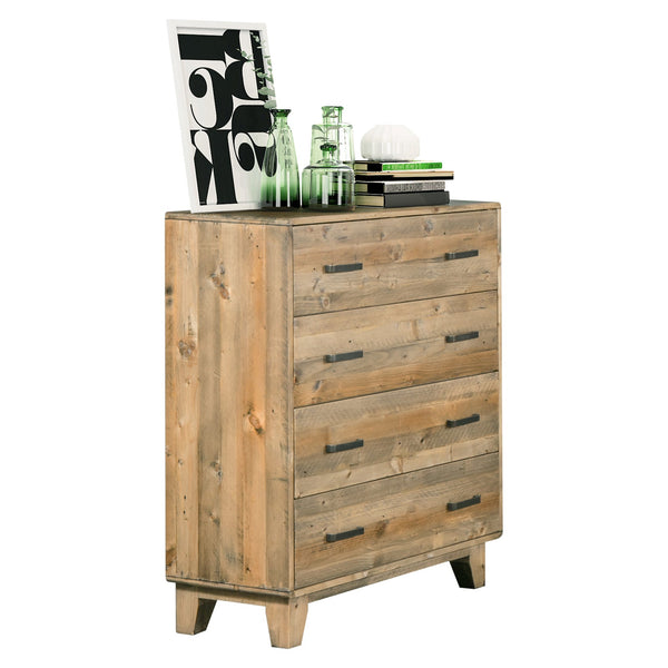 Dressers & Chests of Drawers Tallboy With 4 Storage Drawers In Wooden Light Brown Colour