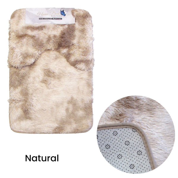 Bath Mats, Rugs & Toilet Covers 2 Pce 2 Toned Extra Light Weighted Shaggy Fluffy Bath Mat Set Natural