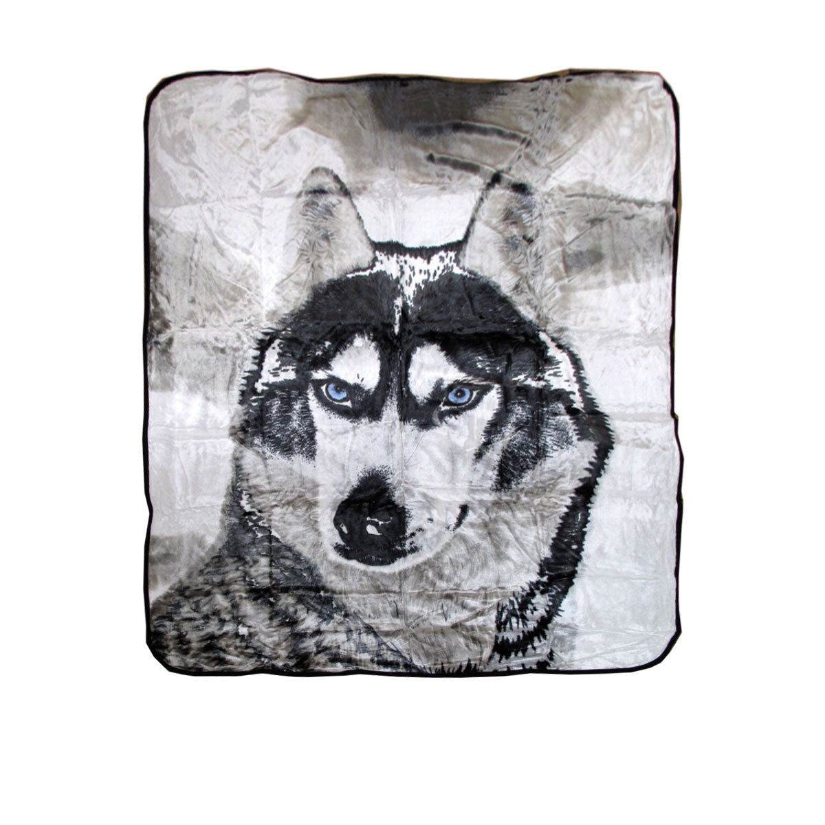 Blankets Soft 3D Animal Print Faux Mink Blanket Queen Husky