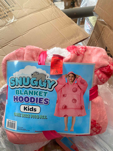 Girls Comfy Warm Blanket Hoodie With Sherpa Fleece Reverse Raspberry