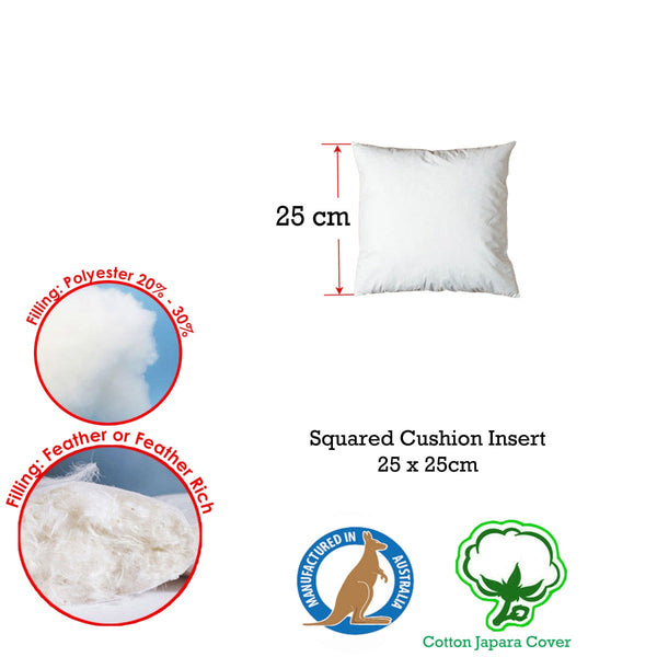 Cushions & Decorative Pillows Duck Feather Rich Fill Cushion Inserter Square 25 X 25Cm