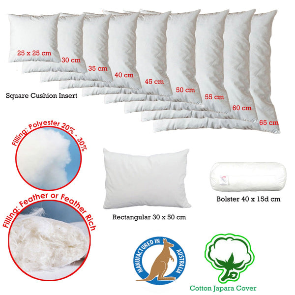 Cushions & Decorative Pillows Duck Feather Rich Fill Cushion Inserter Square 25 X 25Cm