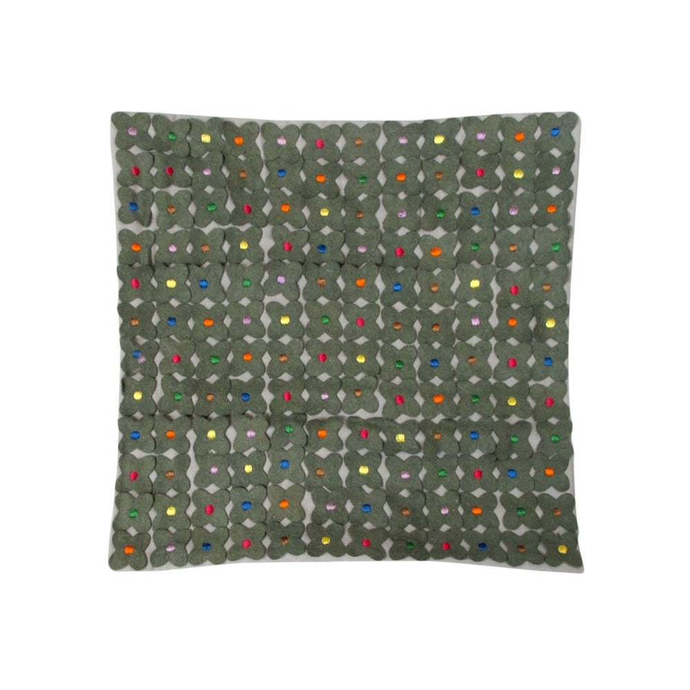 Cushion Covers Lora Applicate Flowers Grey Cushion Cover