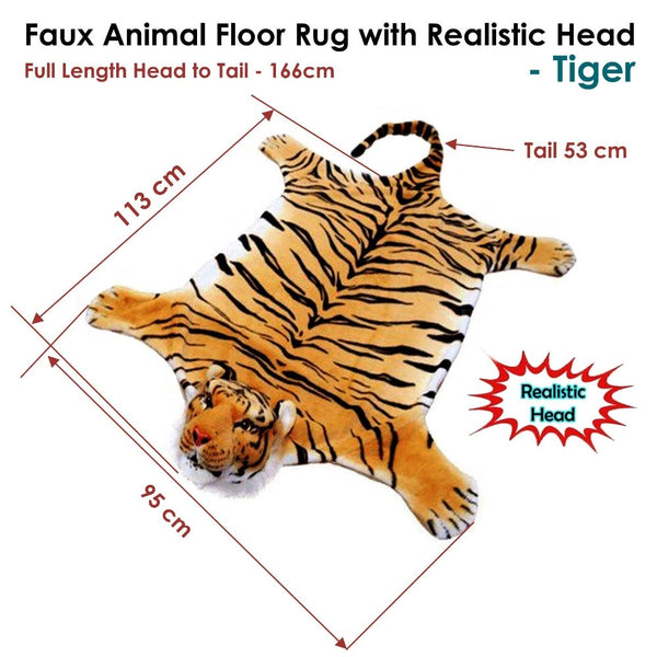 Rugs Faux Animal Floor Rug With Realistic Head Wild Tiger