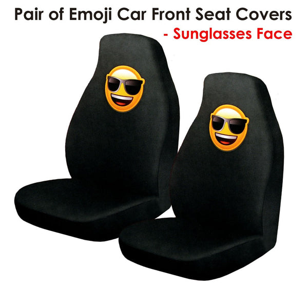 Seat Covers Pair Of Emoji Car Front Sunglasses Faces