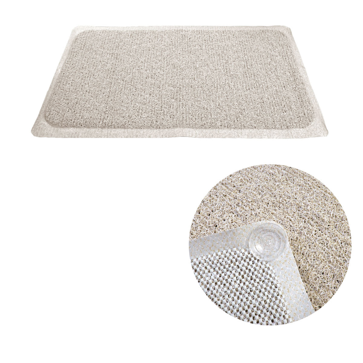 Non slip Appliqués & Mats Loofah Shower Mat Cream