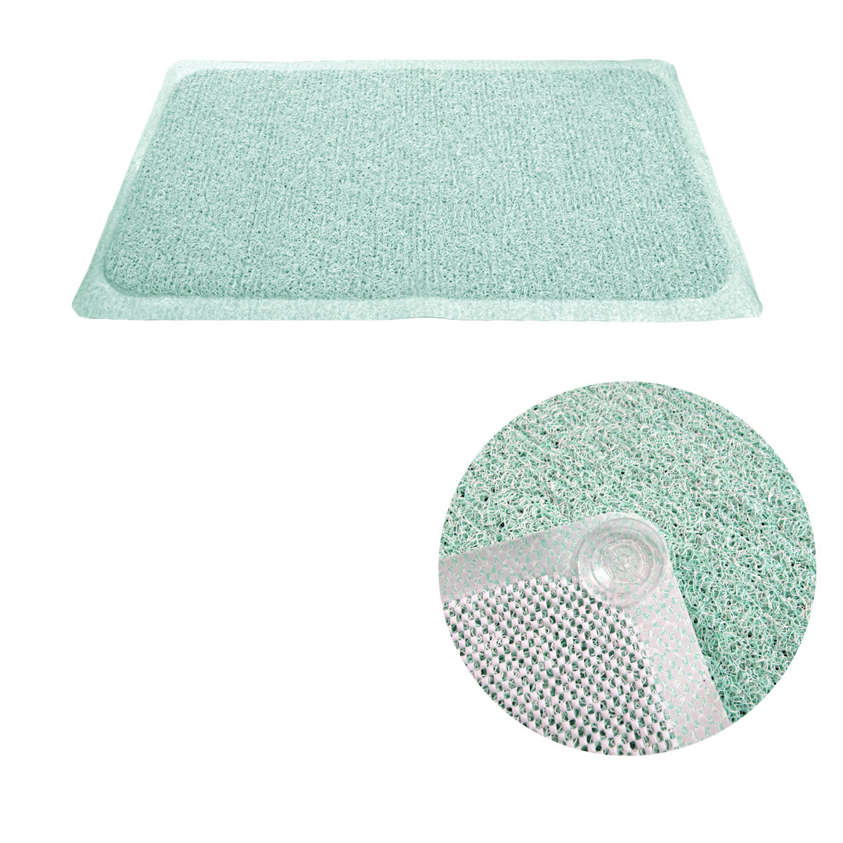 Non slip Appliqués & Mats Loofah Shower Mat Green