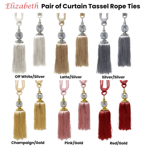 Curtains & Drapes Elizabeth Pair Of Curtain Tassel Rope Ties Champagne/Gold