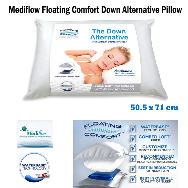 Pillows Mediflow Adjustable Floating Comfort Down Alternative Waterbase Pillow