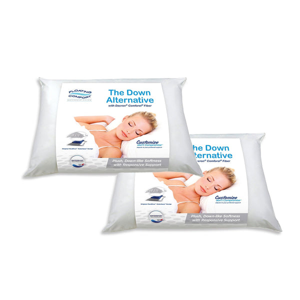 Pillows Mediflow Twin Pack Adjustable Floating Comfort Down Alternative Waterbase