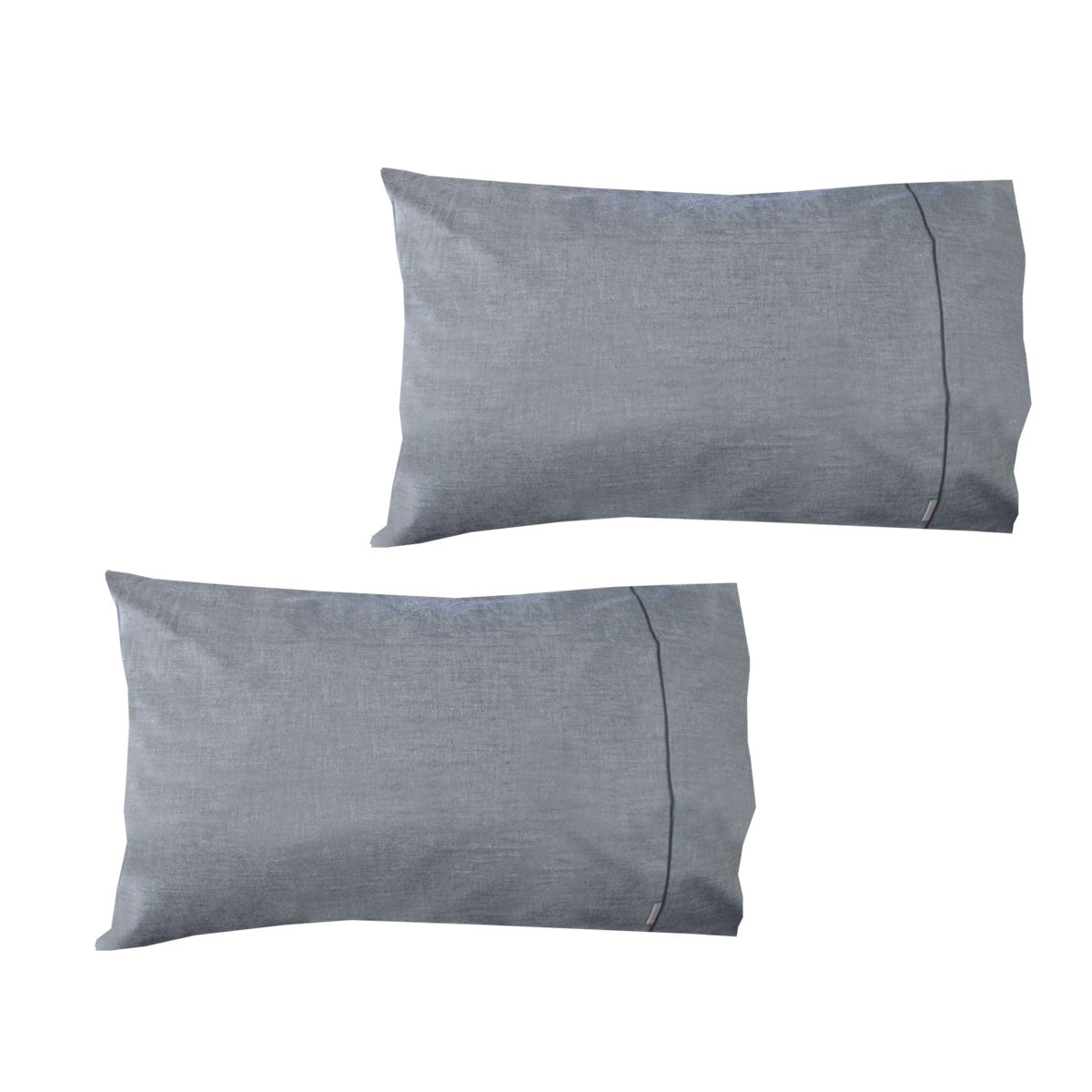 Pillow Cases Pair Of Chambray Charcoal Cotton Pillowcases 48 X 73 Cm