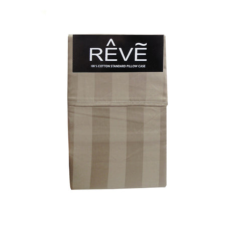 Pillow Cases Pair Of Reve 100% Cotton Pillowcases 48 X 74 Cm Wide Stripe Taupe