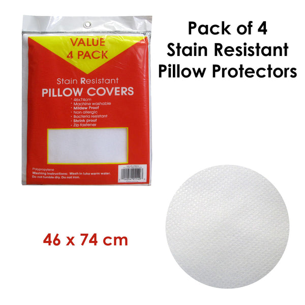 Pack Of 4 Stain Resistant Pillow Protectors