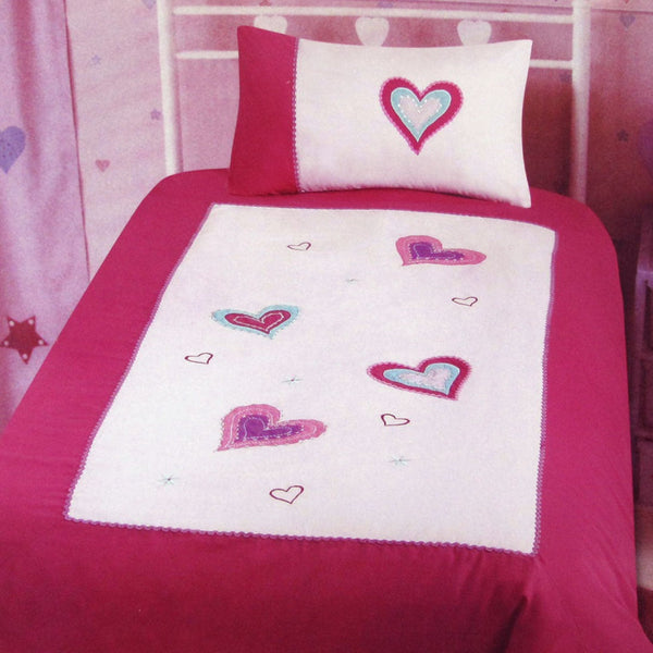 Quilt Covers Amia Hearts Embroidered Quilt Cover Set Single