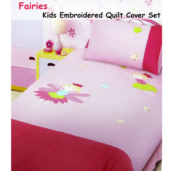 Quilt Covers Fairies Embroidered Quilt Cover Set Single