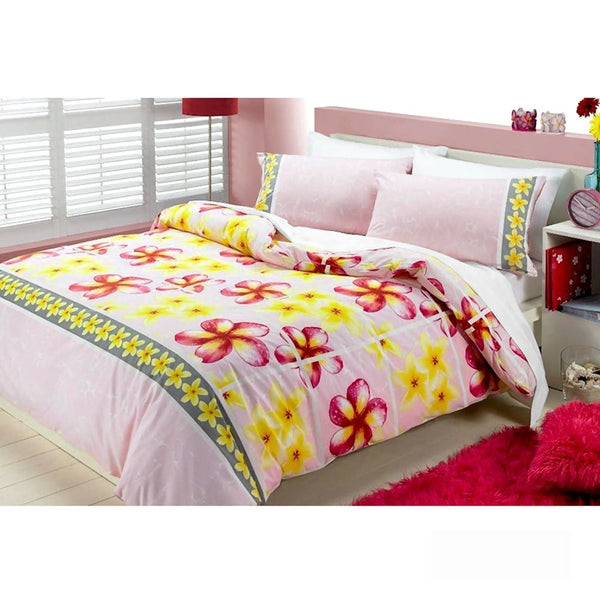 Quilt Covers Floating Frangipani Quilt Cover Set Soft Pink Single